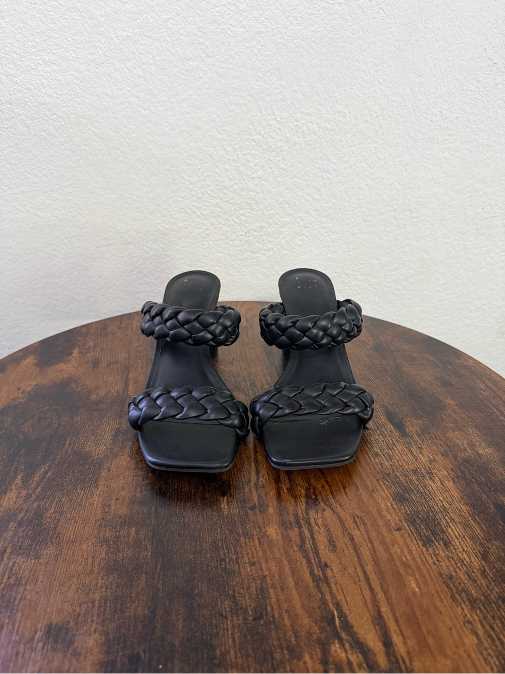 Braided Double-Strap Black Women's Slide Sandals